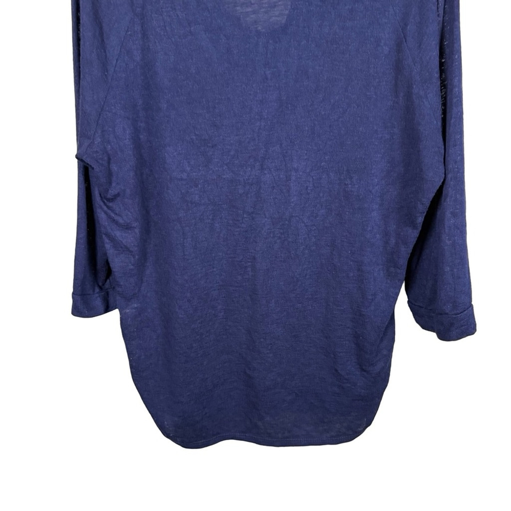 Olivia Moon Deep Blue Navy Cowl Knit Top Size L Relaxed Fit Casual Streetwear - Picture 11 of 11